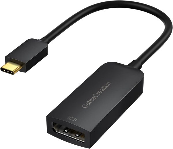 CableCreation USB C to DisplayPort Adapter 8K@30Hz/4K@144Hz, Thunderbolt 3/4 Type C Male to DisplayPort Female Adapter for iPhone 15 Plus/15 Pro Max, XPS 15/13, Galaxy S21/S20/S10, Note 20/10, Black