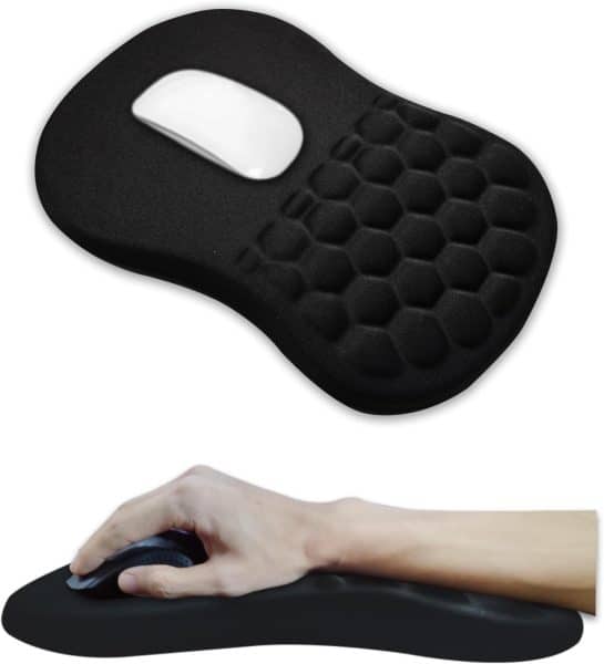 Ergonomic Massage Design Mouse pad for Pain reliefmouse Pads for Desk, Memory Foam Non-Slip PU Base Gel Mouse pad Mouse Pads for Wireless Mouse(12x8 Inch, Black)