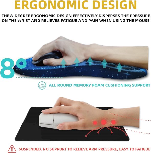 Ergonomic Massage Design Mouse pad for Pain reliefmouse Pads for Desk, Memory Foam Non-Slip PU Base Gel Mouse pad Mouse Pads for Wireless Mouse(12x8 Inch, Black)