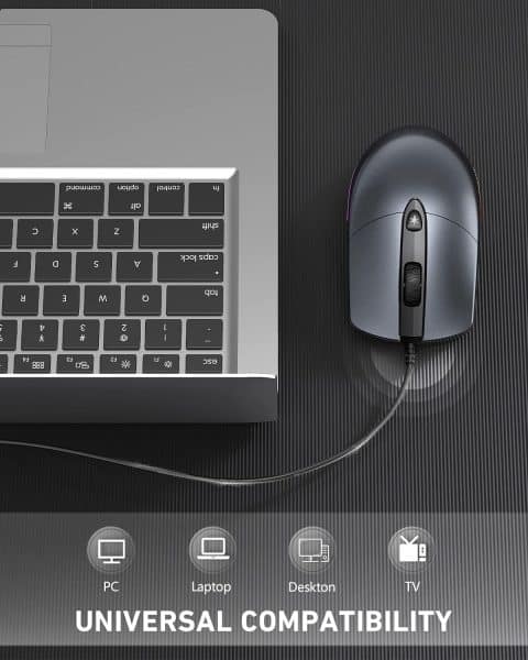 KKUOD Wired Mouse with Ergonomic Design Reduces Hand Fatigue Muscle Strain, Silent USB Computer Mouse, 1600 DPI Office and Home Mice (Gray, Wired)