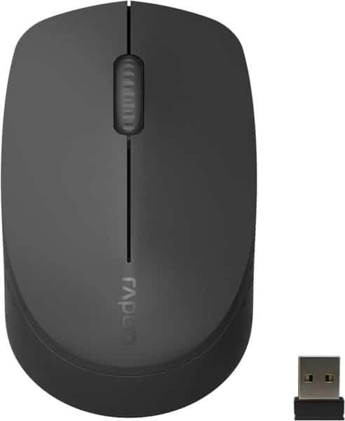 Rapoo Bluetooth 2.4G Wireless Mouse, 2 Bluetooth Channels with 1 USB Receiver Noiseless Mouse, Connect up to 3 Devices, Portable Computer Mice for PC, Tablet, Laptop-Black