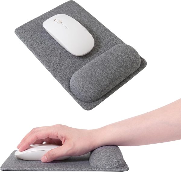 SenseAGE Standard Mouse Pad with Wrist Support, Hand-Made Ergonomic Mouse Mat with Non-Slip Base for Home, Office  Travel, Comfortable, Lightweight for Easy Typing and Pain Relief, Grey