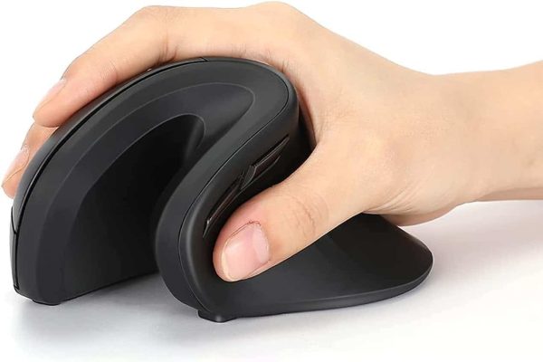 Unipows Bluetooth Ergonomic Mouse, 2.4G Silent Vertical Wireless Mouse, Dual Mode Ergo Optical Mice with Adjustable DPI 1000/1600/2400, for Laptop, Desktop, PC, MacBook - Black