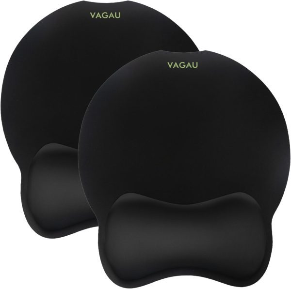VAGAU Ergonomic Mouse Pad with Wrist Support, Comfortable Mousepad with Wrist Rest, Non-Slip Base, Smooth Memory Foam for Typing  Wrist Pain Relief, Office, Computer and Gaming (2 Pack)