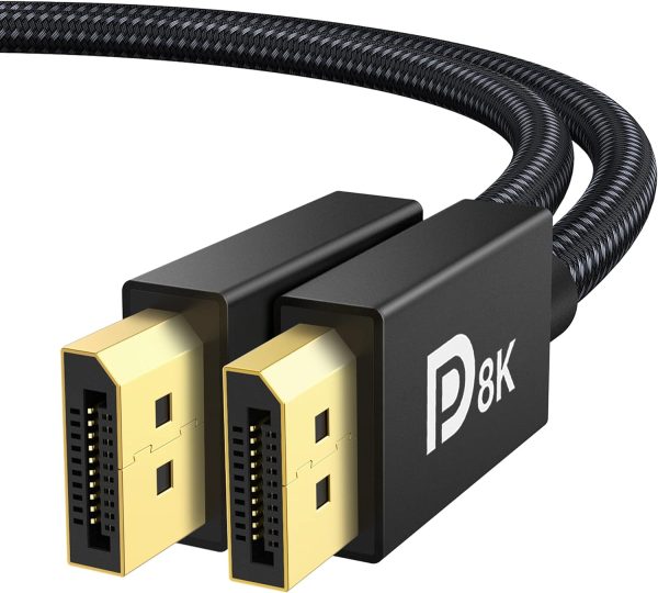 8K VESA Certified DisplayPort Cable 1.4, iVANKY DP Cable 6.6ft (8K@60Hz, 4K@144Hz, 2K@240Hz)HBR3 Support 32.4Gbps, HDR, HDCP 2.2, FreeSync G-Sync, Braided Display Port for Gaming Monitor, Graphics, PC