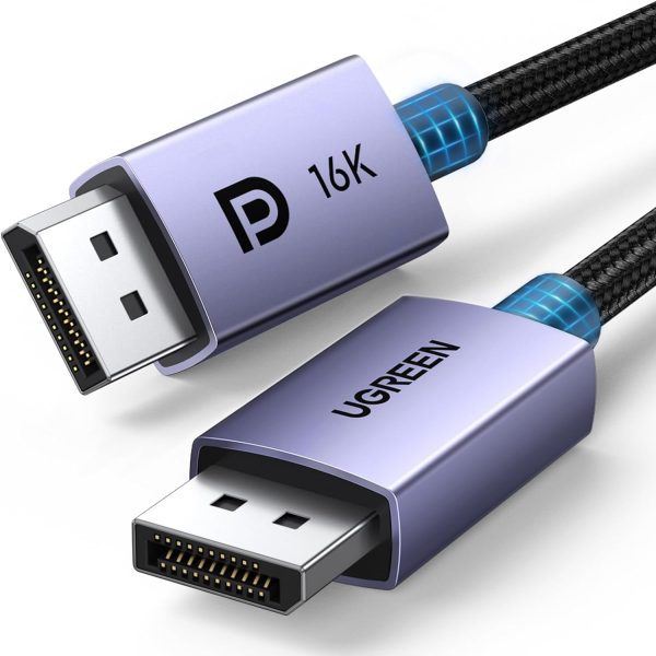 UGREEN DisplayPort Cable 2.1 [VESA Certified] DP2.0 80Gbps Support 16K@60Hz 8K@240Hz 4K@240Hz HDR, HDCP, DSC 1.2a, Braided Display Port Cable Cord Compatible FreeSync G-Sync Video Card Monitor, 6.6FT
