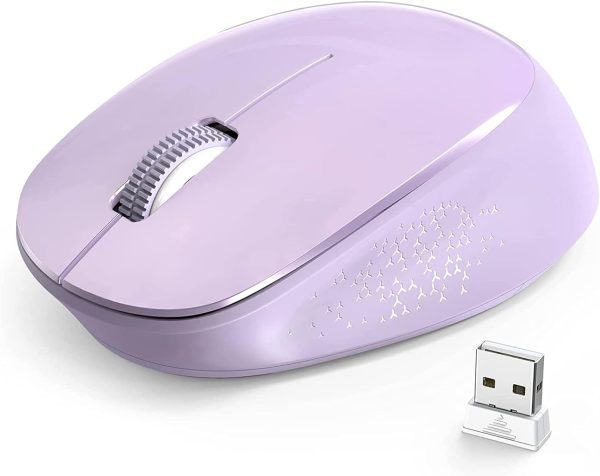 YXLILI Wireless Mouse for Laptop Ergonomic Computer Cordless Mice Portable Silent Optical Mouse with USB Receiver, 1600DPI for Laptop Windows Chromebook Mac Notebook Desktop (Purple)