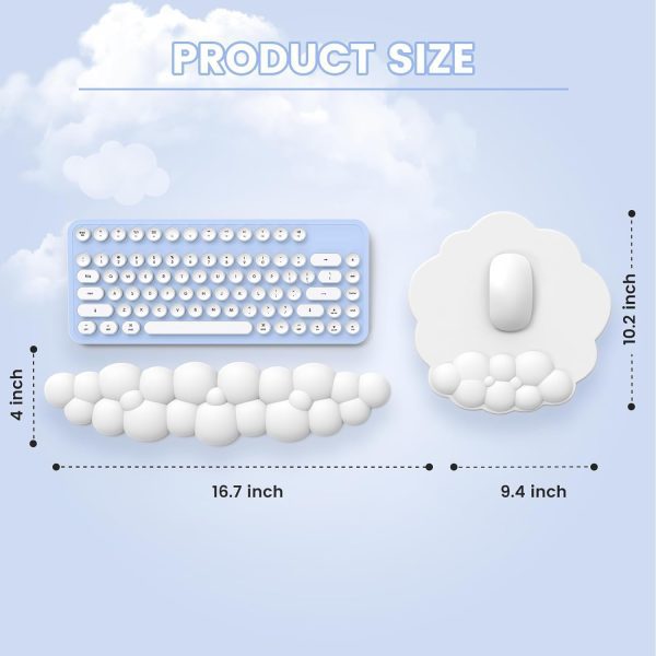 AnyShock Cloud Wrist Rest for Computer Keyboard and Mouse Pad with Wrist Rest Set, Ergonomic Memory Foam Computer Wrist Support for Keyboard, Leather Cute Keyboard Wrist Rest for Gaming, Desk, Purple