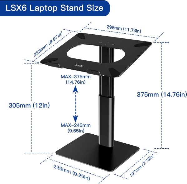 BESIGN LSX6N Laptop Stand, Ergonomic Adjustable Notebook Riser Holder, Computer Stand Compatible with Air, Pro, Dell, HP, Lenovo More 10-15.6 Laptops, Black