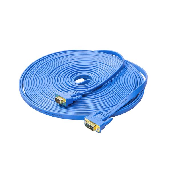 DTech Thin VGA Cable 6ft Computer Monitor VGA Male to Male Cord Ultra Slim Flat Design (6 Feet, Blue)