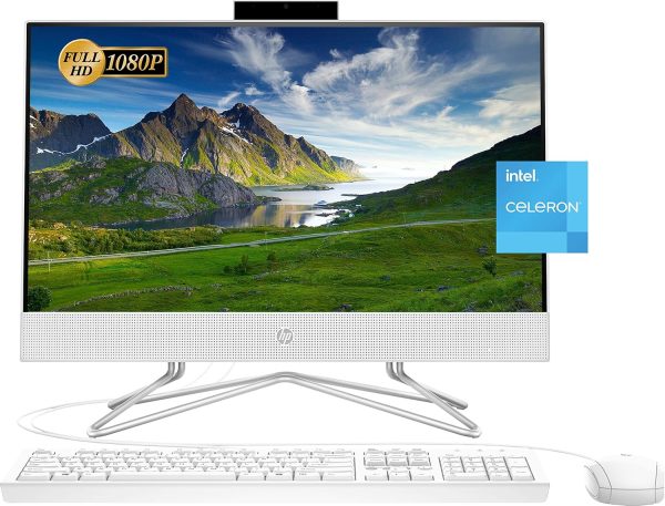 HP 2022 Newest All-in-One Desktop, 21.5 FHD Display, Intel Celeron J4025 Processor, 16GB RAM, 512GB PCIe SSD, Webcam, HDMI, RJ-45, Wired KeyboardMouse, WiFi, Windows 11 Home, White