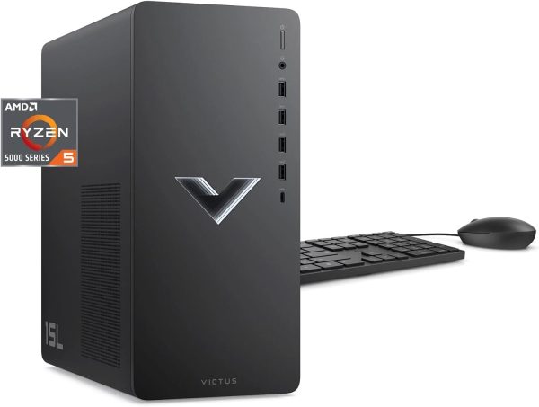 HP 2023 Victus 15L Gaming Desktop PC, AMD 6-Core Ryzen 5600G Processor (Up to 4.4 GHz), 32GB RAM, 1TB NVMe + 1TB HDD, AMD Radeon RX6400, Mouse and Keyboard, Win 11 Home, Mica Silver