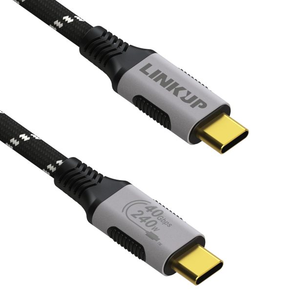 LINKUP - USB 4.0 240W 40Gbps Type-C Thunderbolt 4 Cable [3ft] 8K@60hz Video Super-Fast Data Charging Durable Sleeved Compatible with iPhone 15 Pro/Max MacBook Pro/Air iPad Pro Galaxy S23