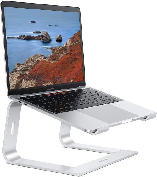 OMOTON Laptop Stand, Detachable Laptop Mount, Aluminum Laptop Holder Stand for Desk, Compatible with MacBook Air/Pro, Dell, HP, Lenovo and All Laptops (11-16 inch), Silver