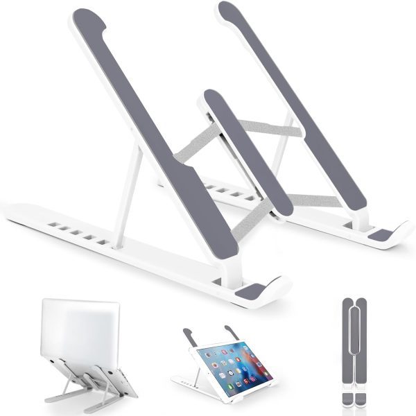 pidien Portable Laptop Stand, Adjustable Laptop Holder Riser Computer Stand for Desk Notebook Stand Mount (White)