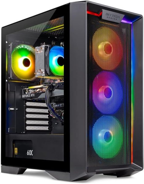 Skytech Gaming Nebula Gaming PC Desktop – AMD Ryzen 5 3600 3.6 GHz, NVIDIA GTX 1650, 500GB NVME SSD, 16GB DDR4 RAM 3200, 600W Gold PSU, 11AC Wi-Fi, Windows 11 Home 64-bit,Black
