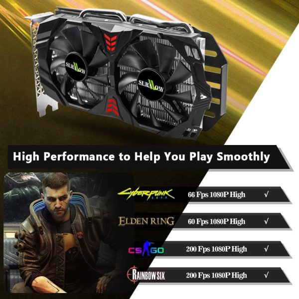 SURALLOW RX 580 8GB Graphics Card, 2048SP,GDDR5,256 Bit Graphics Card for Gaming PC,PCIE 3.0,Twin Freeze Fans Computer Video Card with HDMI/DP/Ports（Style 1）