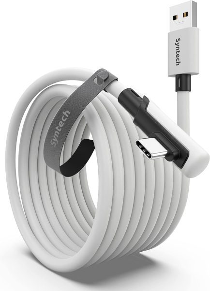 Syntech Link Cable 16 FT Compatible with Meta/Oculus Quest 3, Quest2/Pro/Pico4 Accessories and PC/Steam VR, High Speed PC Data Transfer, USB 3.0 to USB C Cable for VR Headset