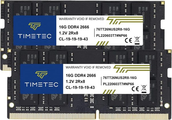 Timetec 32GB KIT(2x16GB) DDR4 2666MHz PC4-21300 Non-ECC Unbuffered 1.2V CL19 2Rx8 Dual Rank 260 Pin SODIMM Laptop Notebook PC Computer Memory RAM Module Upgrade (32GB KIT(2x16GB))