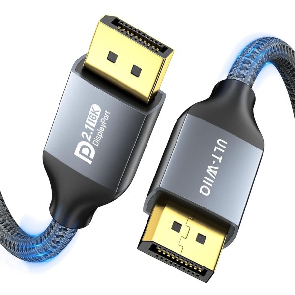 ULT-WIIQ Displayport Cable 2.1, VESA Certified DP Cable Support [16K@60Hz, 10K@60Hz, 8K@120Hz, 4K@240Hz, 2K@480Hz] 80Gbps  FreeSync G-Sync HDR for Gaming Monitors, Graphics Card. 3.3FT