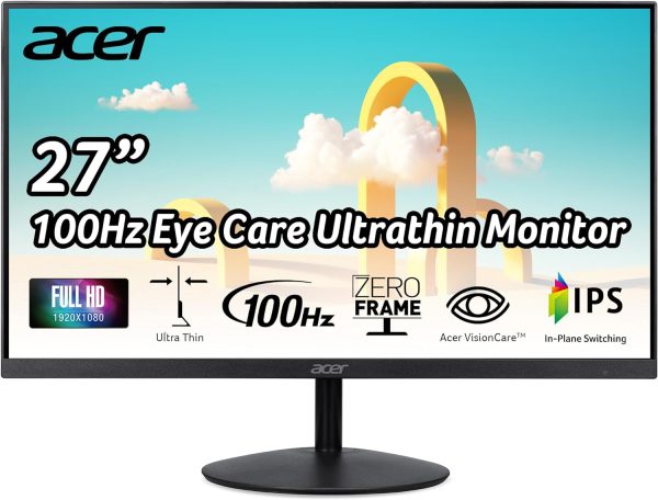 Acer SB272 EBI 27 Full HD (1920 x 1080) IPS Zero-Frame Gaming Office Monitor | AMD FreeSync Technology |