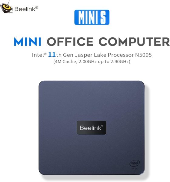 Beelink New 11 Generation Intel N5095 Processor (up to 2.9GHZ), Mini PC,Mini Computer with 8GB DDR4 RAM/ 256GB M.2 SATA SSD, Supports Extended HDD  SSD/4K 60FPS/Dual HDMI/ WiFi5 /BT4.0,W11 pro