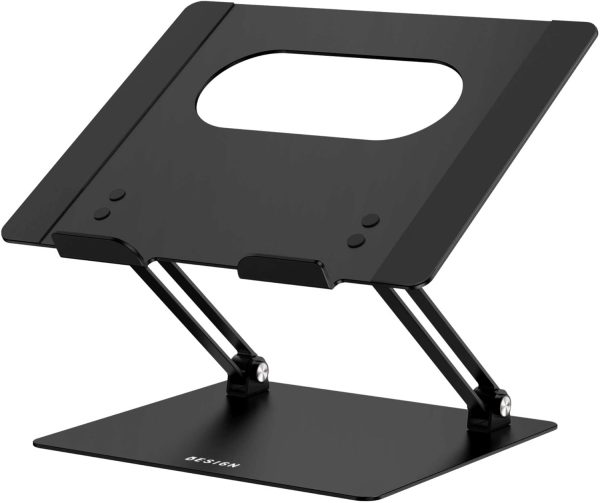 BESIGN LS10 Aluminum Laptop Stand, Ergonomic Adjustable Notebook Riser Holder Computer Stand Compatible with Air, Pro, Dell, HP, Lenovo More 10-14 Laptops, Black