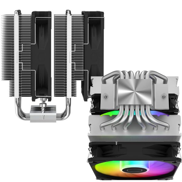 Cooler Master Hyper 620S Dual Tower CPU Air Cooler, ARGB Sync, 120mm PWM Fan, 6 Copper Direct Contact Heat Pipes, 154.9mm Tall Silver