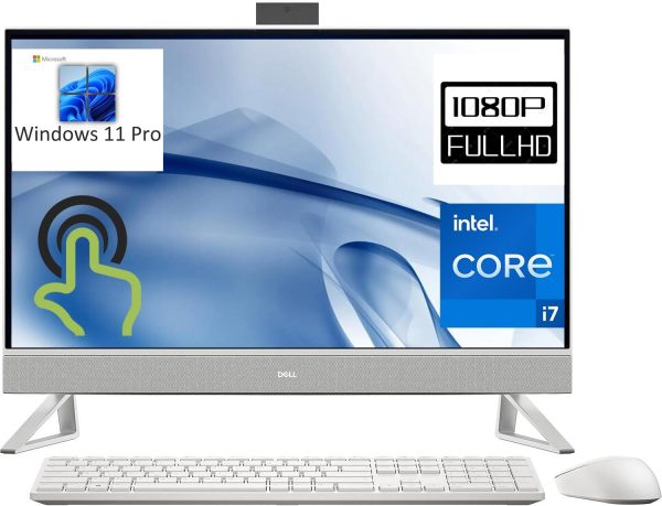 Dell Inspiron 27 7720 All-in-One 27 Touchscreen FHD Business AIO Desktop Computer, 13th Gen Intel 10-Core i7-1355U, 32GB DDR4 RAM, 1TB PCIe SSD, GeForce MX550, WiFi 6E, White, Windows 11 Pro
