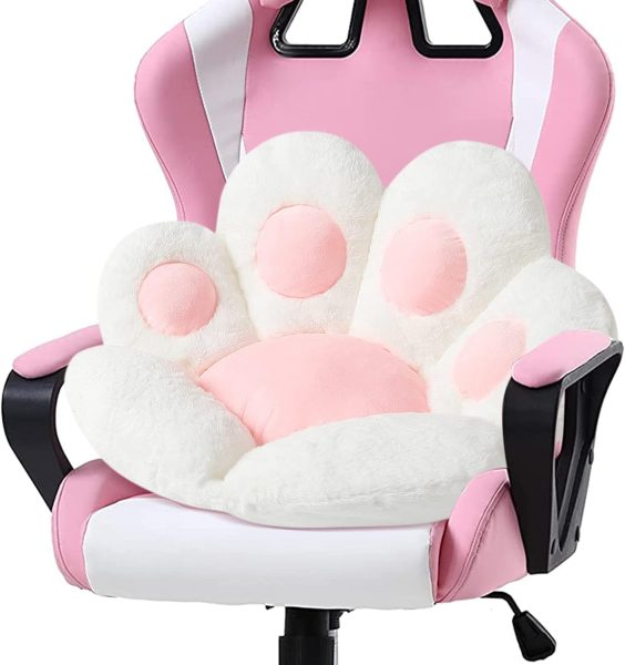 Ditucu Cat Paw Cushion Kawaii Chair Cushions 27.5 x 23.6 inch Cute Stuff Seat Pad Comfy Lazy Sofa Office Floor Pillow for Gaming Chairs Room Decor White