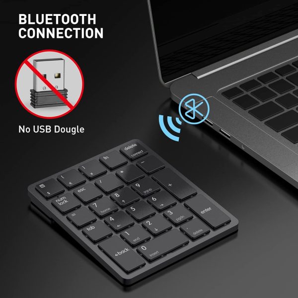 havit Bluetooth Number Pad Wireless Numeric Keypad Numpad 26 Keys Portable Mini Financial Accounting Rechargeable Numeric Pad for Laptop Desktop, PC, Surface Pro,Notebook (Black)