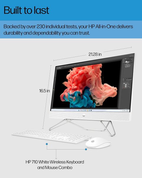 HP All-in-One Bundle PC, 23.8 FHD Micro-Edge Touchscreen Display, 12th Generation Intel Core i5 Processor, Intel Iris Xe Graphics, 8 GB RAM, 512 GB SSD, Windows 11 Home OS, Wi-Fi (24-cb1170, 2022)