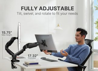 huanuo dual monitor stand adjustable spring monitor desk mount swivel vesa bracket with c clamp grommet mounting base fo 2