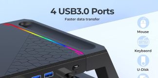 keibn rgb gaming computer monitor stand with 4 usb 30 hub 3 lengths adjustable monitor stand with storage drawer and pho 3