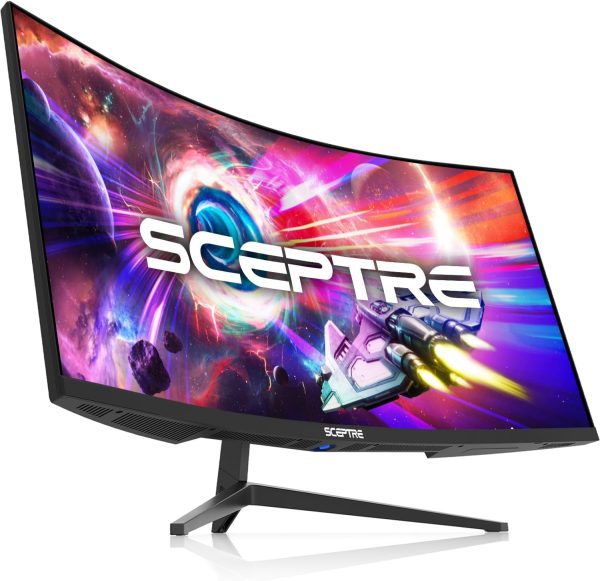 Sceptre 34-Inch Curved Ultrawide WQHD Monitor 3440 x 1440 R1500 up to 165Hz DisplayPort x2 99% sRGB 1ms Picture by Picture, Machine Black 2023 (C345B-QUT168)