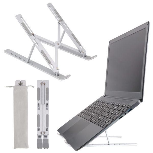 SGIN Laptop Stand, Computer Stand, Adjustable Laptop Riser, Foldable Ergonomic Laptop Holder Compatible with 10-15.6” Laptops(Silver)