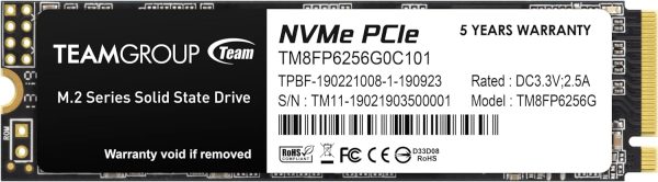 TEAMGROUP MP33 256GB SLC Cache 3D NAND TLC NVMe 1.3 PCIe Gen3x4 M.2 2280 Internal Solid State Drive SSD (Read/Write Speed up to 1,600/1,000 MB/s) Compatible with Laptop  PC Desktop TM8FP6256G0C101