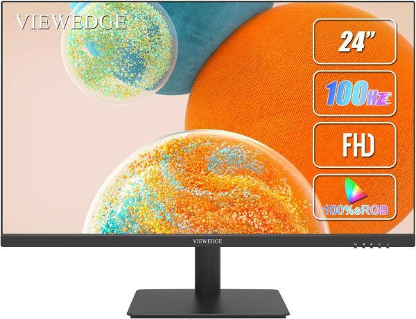 Viewedge 24 Inch Monitors - FHD 1080p 100Hz (Supports 75hz) Computer Monitor 24 inch with Bluelight Filter HDMI VGA Ports, 100x100 mm VESA (Wall Mountable), Ultra Thin Bezel Designed