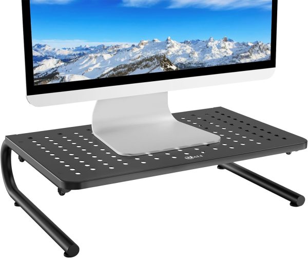 WALI Monitor Stand Riser, Laptop Riser for Desk, Computer Monitor Stand for Desktop, Desk Organizer for Monitor and Printer, Home, Office, School Application(STT001), 1 Pack, Black