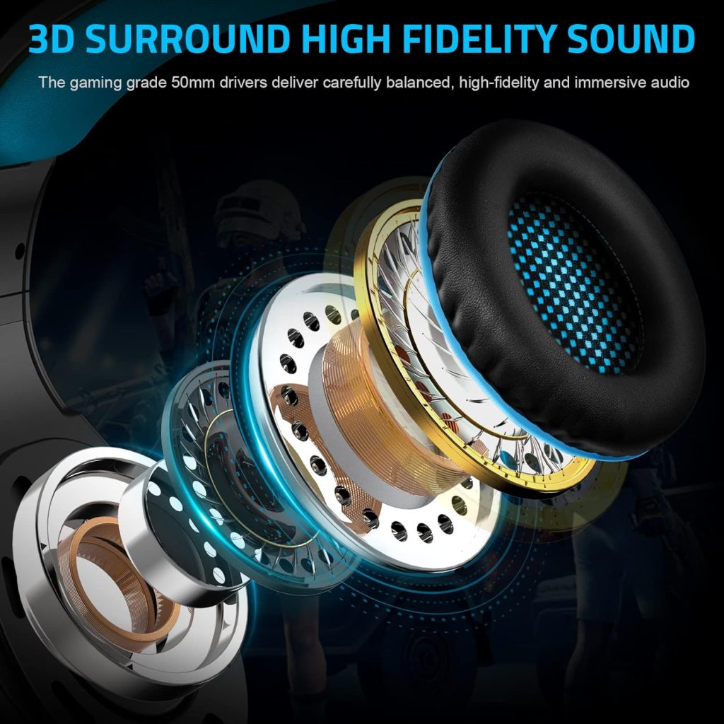 Gaming Headset with Microphone for PC, PS4, PS5, Headset Noise Cancelling Gaming Headphones for Switch, Laptop, Mac, Xbox Series X/S, Headphones with LED Lights, Deep Bass for Kids Adults, Black Blue Gaming Headset with Microphone for PC, PS4, PS5, Headset Noise Cancelling Gaming Headphones for Switch, Laptop, Mac, Xbox Series X/S, Headphones with LED Lights, Deep Bass for Kids Adults, Black Blue