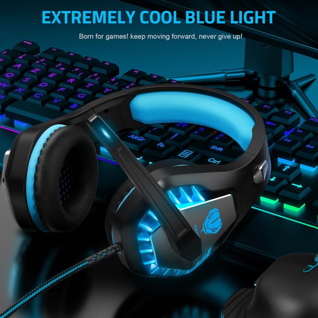 Gaming Headset with Microphone for PC, PS4, PS5, Headset Noise Cancelling Gaming Headphones for Switch, Laptop, Mac, Xbox Series X/S, Headphones with LED Lights, Deep Bass for Kids Adults, Black Blue Gaming Headset with Microphone for PC, PS4, PS5, Headset Noise Cancelling Gaming Headphones for Switch, Laptop, Mac, Xbox Series X/S, Headphones with LED Lights, Deep Bass for Kids Adults, Black Blue