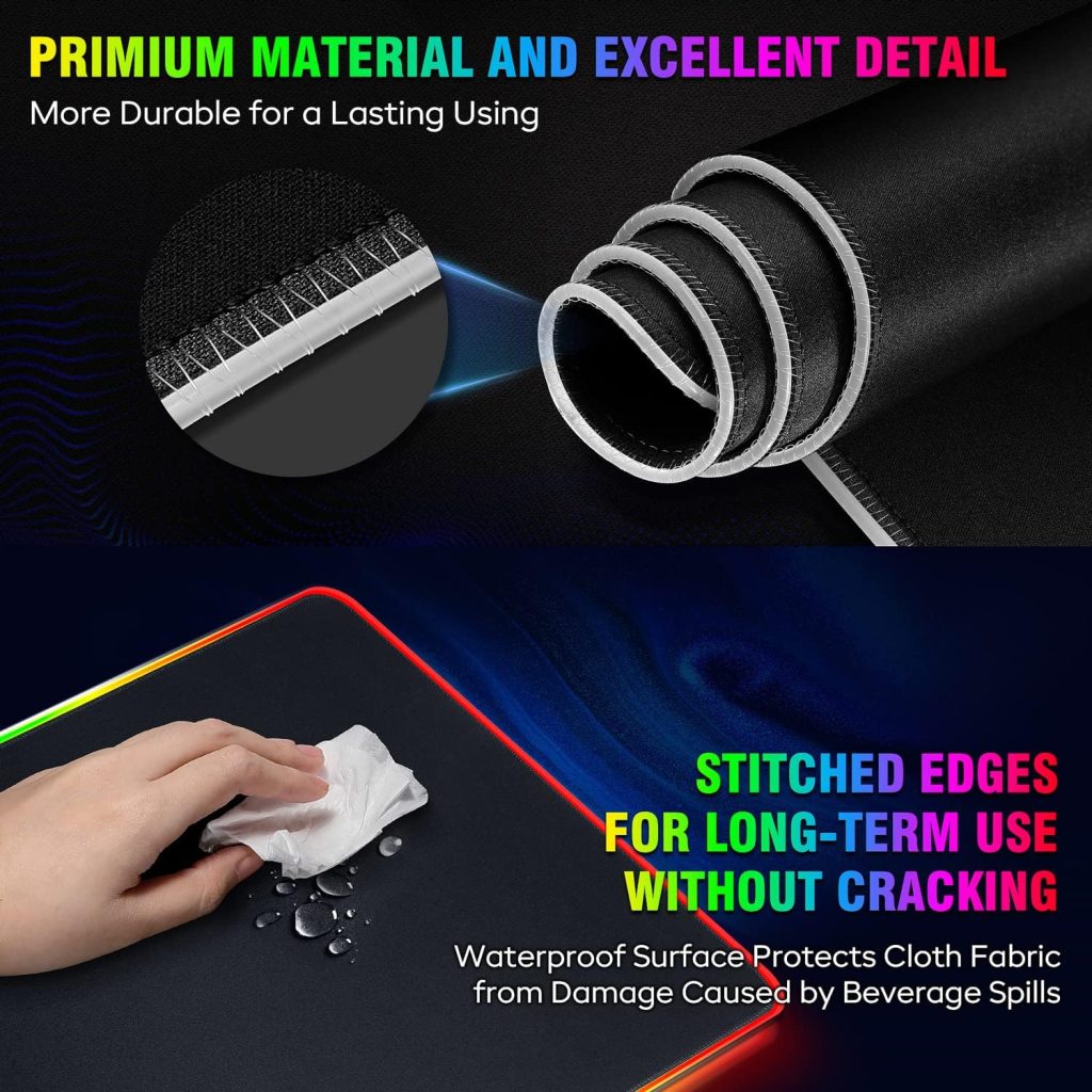 Gimars RGB Mouse Pad with Wrist Rest Support, 12 x 10 in Extra Large Ergonomic Gaming Mouse Pad with 10 LED Lighting Modes, Non-Slip Rubber Base for PC Gaming Office Gimars RGB Mouse Pad with Wrist Rest Support, 12 x 10 in Extra Large Ergonomic Gaming Mouse Pad with 10 LED Lighting Modes, Non-Slip Rubber Base for PC Gaming Office