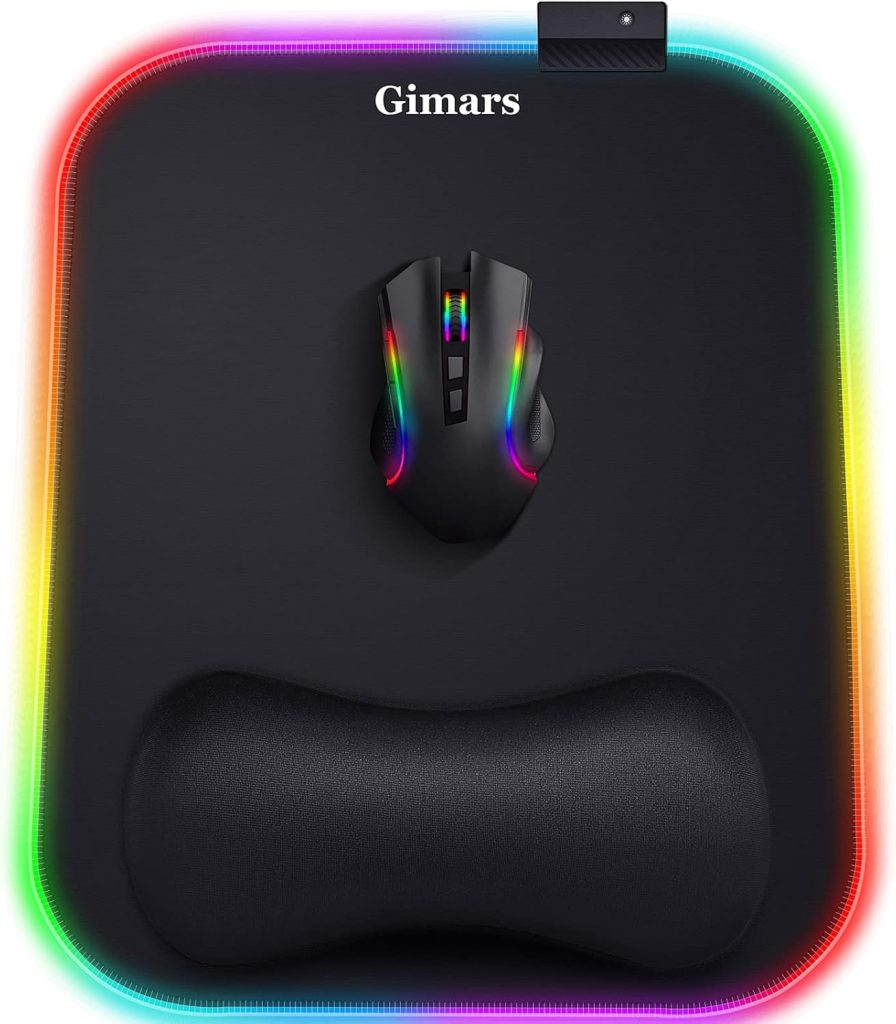 Gimars RGB Mouse Pad with Wrist Rest Support, 12 x 10 in Extra Large Ergonomic Gaming Mouse Pad with 10 LED Lighting Modes, Non-Slip Rubber Base for PC Gaming Office Gimars RGB Mouse Pad with Wrist Rest Support, 12 x 10 in Extra Large Ergonomic Gaming Mouse Pad with 10 LED Lighting Modes, Non-Slip Rubber Base for PC Gaming Office