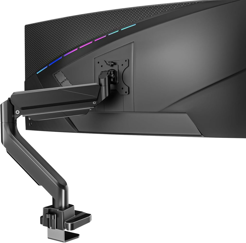 WALI Ultrawide Monitor Arm for 13 to 49 Inch Heavy Duty Curved Screens, Holds 33 Lbs, Adjustable Gas Spring Single Monitor Desk Mount with C-Clamp, Grommet Base, 75x75/100x100 VESA, (GSM001XL), Black WALI Ultrawide Monitor Arm for 13 to 49 Inch Heavy Duty Curved Screens, Holds 33 Lbs, Adjustable Gas Spring Single Monitor Desk Mount with C-Clamp, Grommet Base, 75x75/100x100 VESA, (GSM001XL), Black