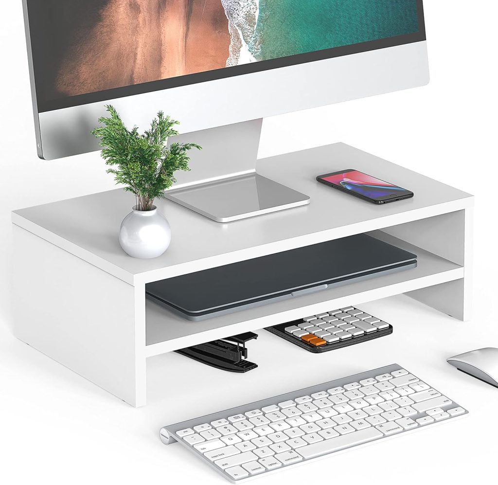FITUEYES Monitor Stand - 2 Tier Computer Monitor Riser Shelf, Wood Desktop Stand for Laptop Computer Screen, Desk Organization, Office Supplies FITUEYES Monitor Stand - 2 Tier Computer Monitor Riser Shelf, Wood Desktop Stand for Laptop Computer Screen, Desk Organization, Office Supplies
