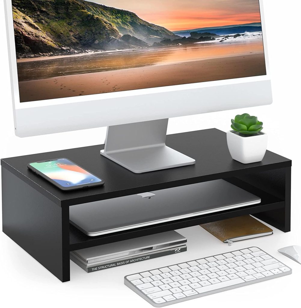 FITUEYES Monitor Stand - 2 Tier Computer Monitor Riser Shelf, Wood Desktop Stand for Laptop Computer Screen, Desk Organization, Office Supplies FITUEYES Monitor Stand - 2 Tier Computer Monitor Riser Shelf, Wood Desktop Stand for Laptop Computer Screen, Desk Organization, Office Supplies